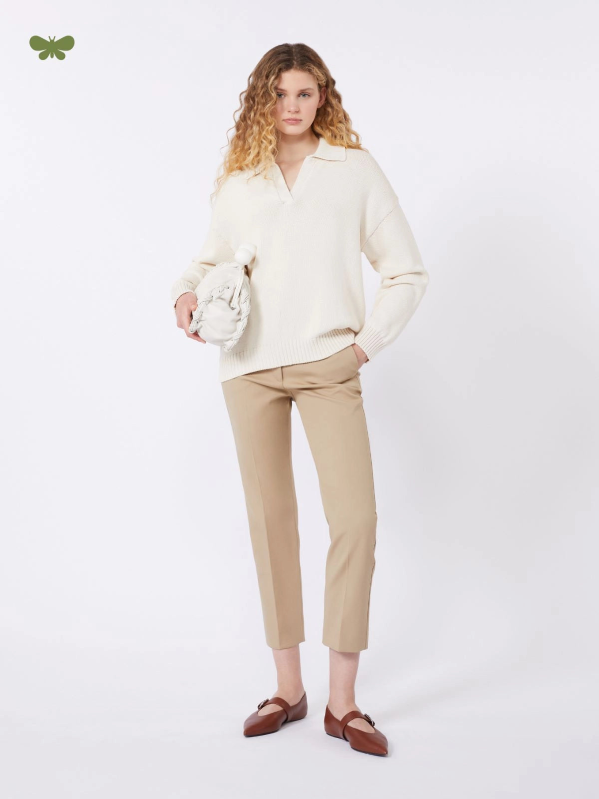Max Mara Weekend Camel Stretch Cotton Ankle Length Trousers WKDVITE