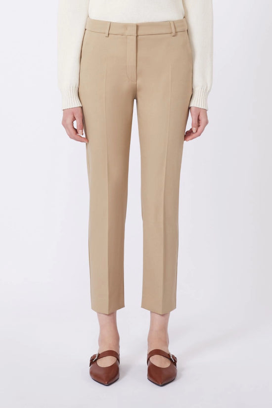 Max Mara Weekend Camel Stretch Cotton Ankle Length Trousers WKDVITE