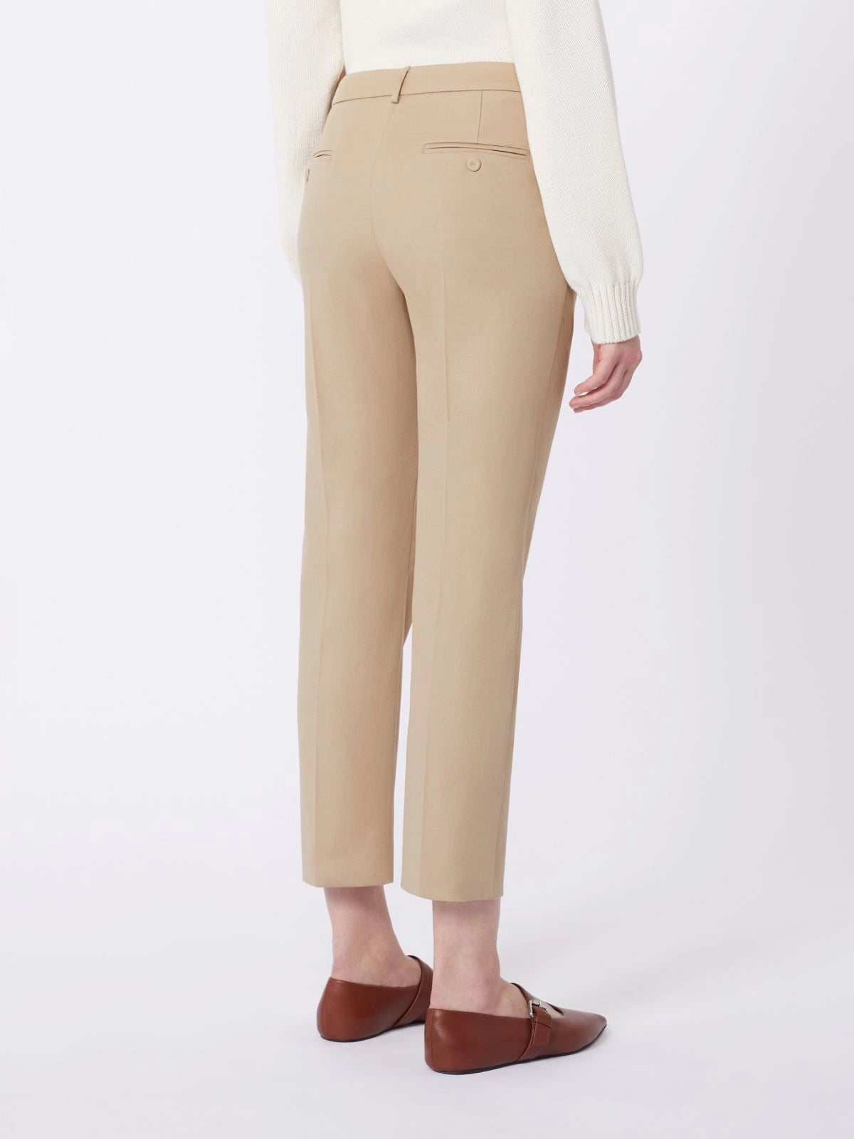 Max Mara Weekend Camel Stretch Cotton Ankle Length Trousers WKDVITE