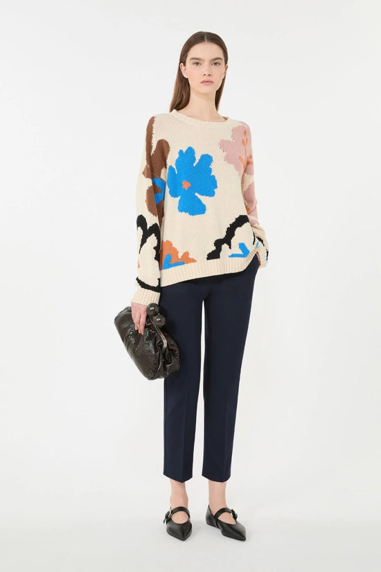 Max Mara Weekend Navy Stretch Cotton Straight Leg Ankle Length Trousers WKDVITE