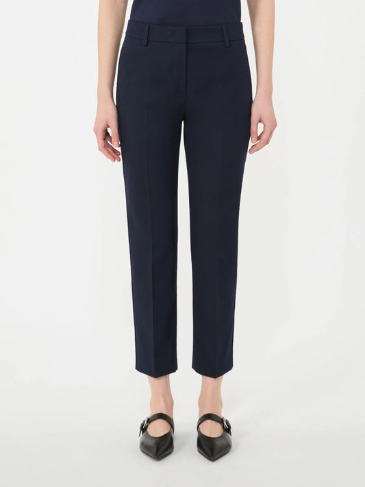 Max Mara Weekend Navy Stretch Cotton Straight Leg Ankle Length Trousers WKDVITE