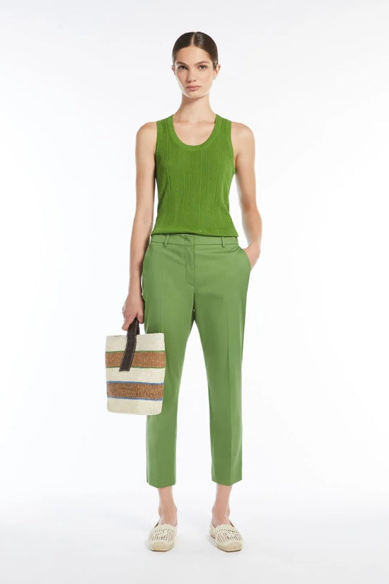 Max Mara Weekend green stretch gaberdine trousers Cecco