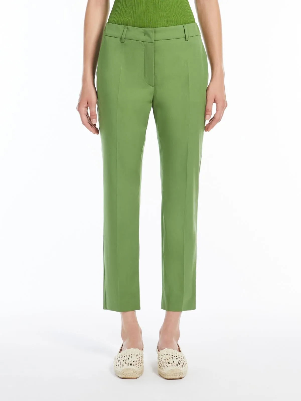 Max Mara Weekend green stretch gaberdine trousers Cecco