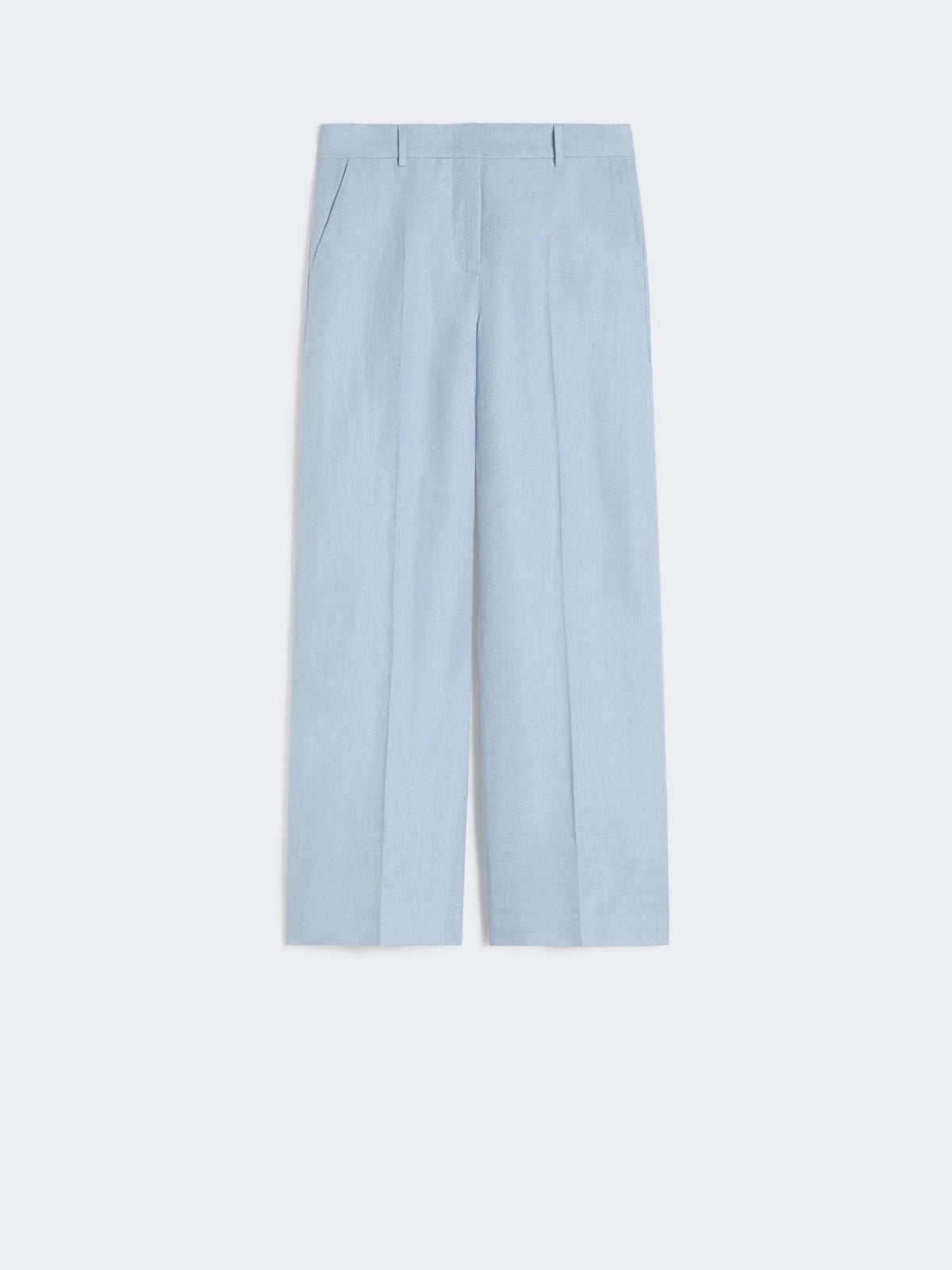 Max Mara Weekend Light Blue Wide Leg Linen Canvas Trousers