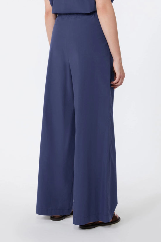 Max Mara Weekend Navy Wide-Leg Cotton Poplin Trousers