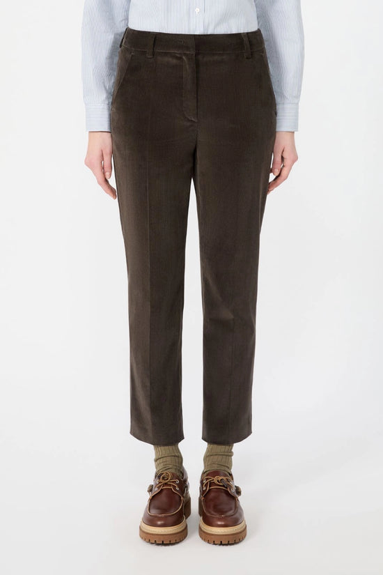 Max Mara Weekend Dark Brown Needlecord Cropped Trousers