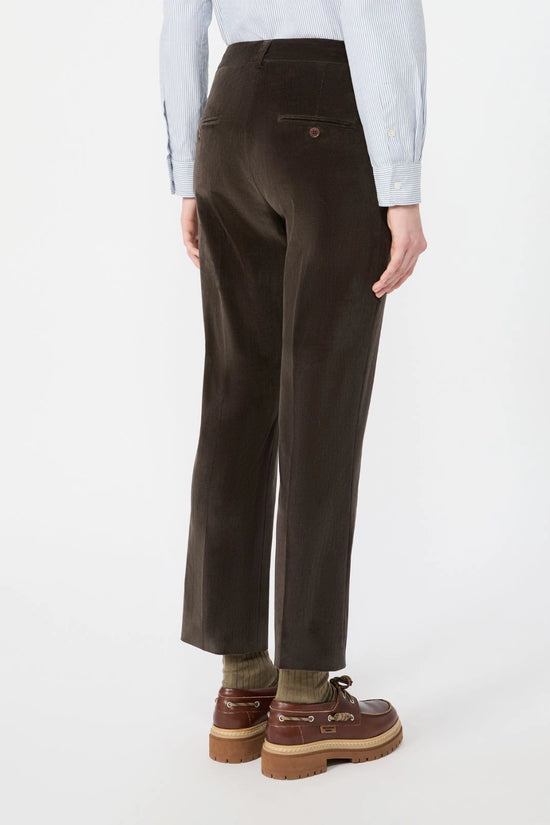 Max Mara Weekend Dark Brown Needlecord Cropped Trousers