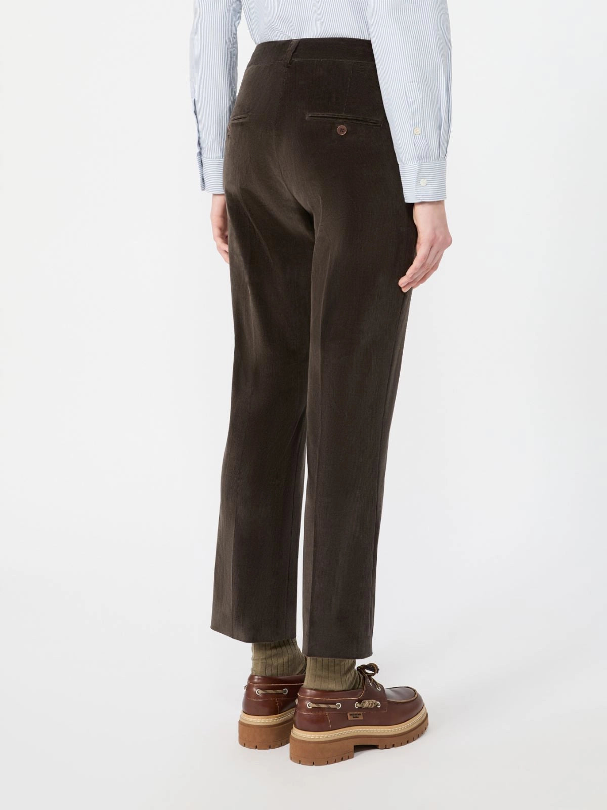 Max Mara Weekend Dark Brown Needlecord Cropped Trousers