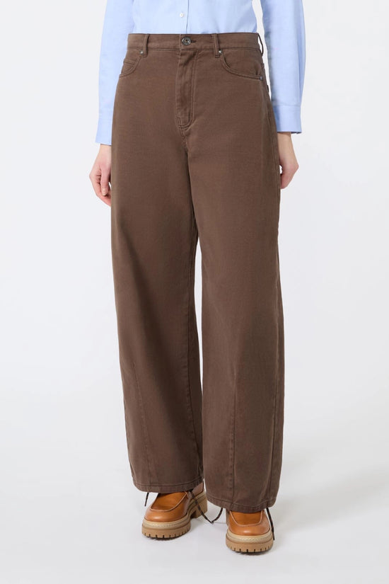 Max Mara Weekend Brown Barrel-Leg Cotton Drill Trousers