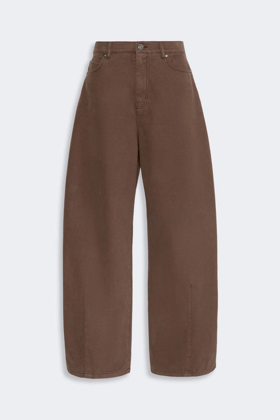 Max Mara Weekend Brown Barrel-Leg Cotton Drill Trousers