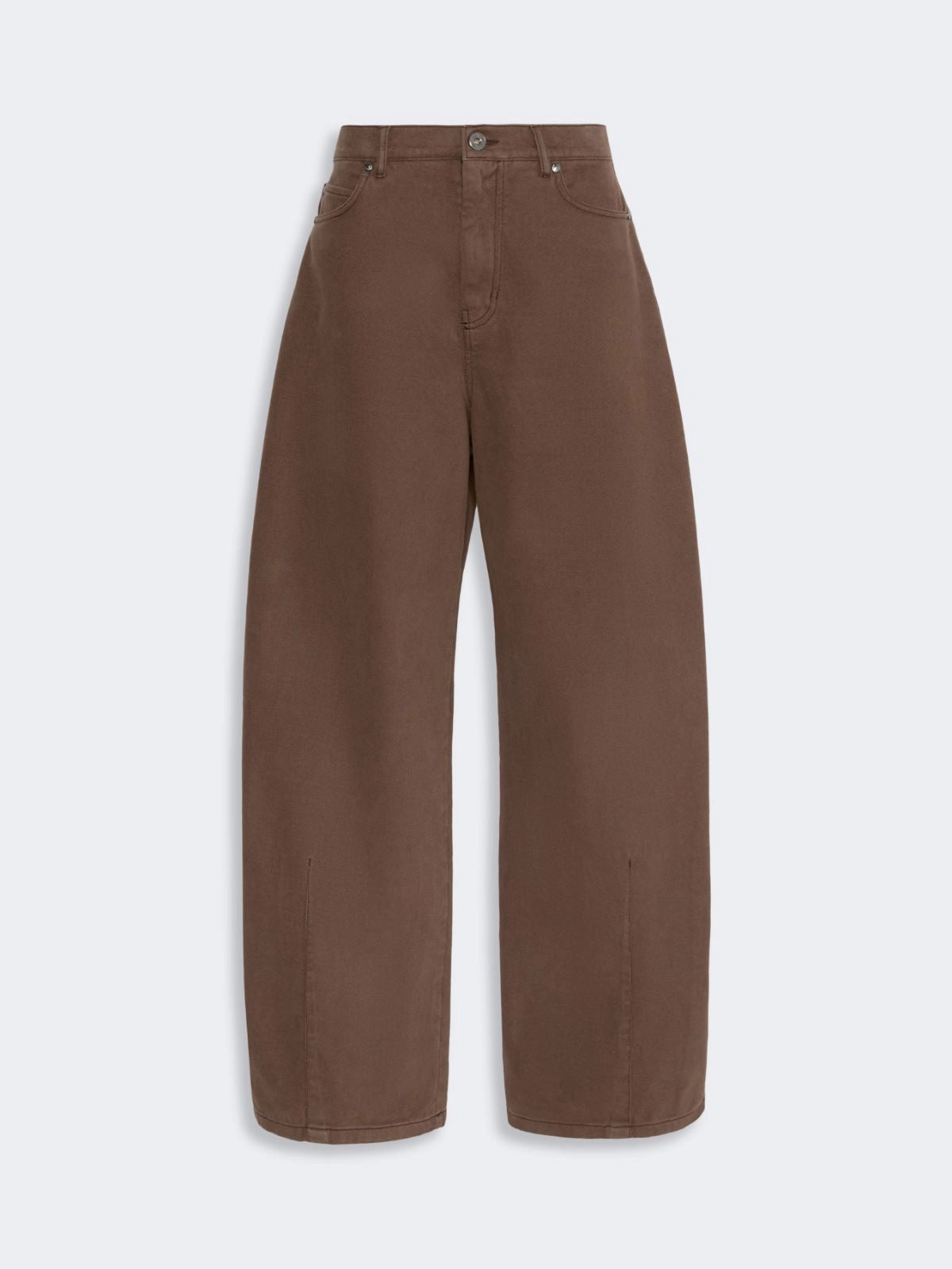 Max Mara Weekend Brown Barrel-Leg Cotton Drill Trousers
