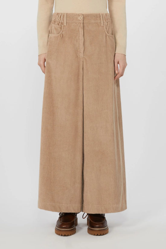 Max Mara Weekend cropped cotton-velvet trousers in sand Ursola