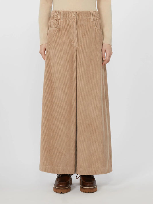 Max Mara Weekend cropped cotton-velvet trousers in sand Ursola