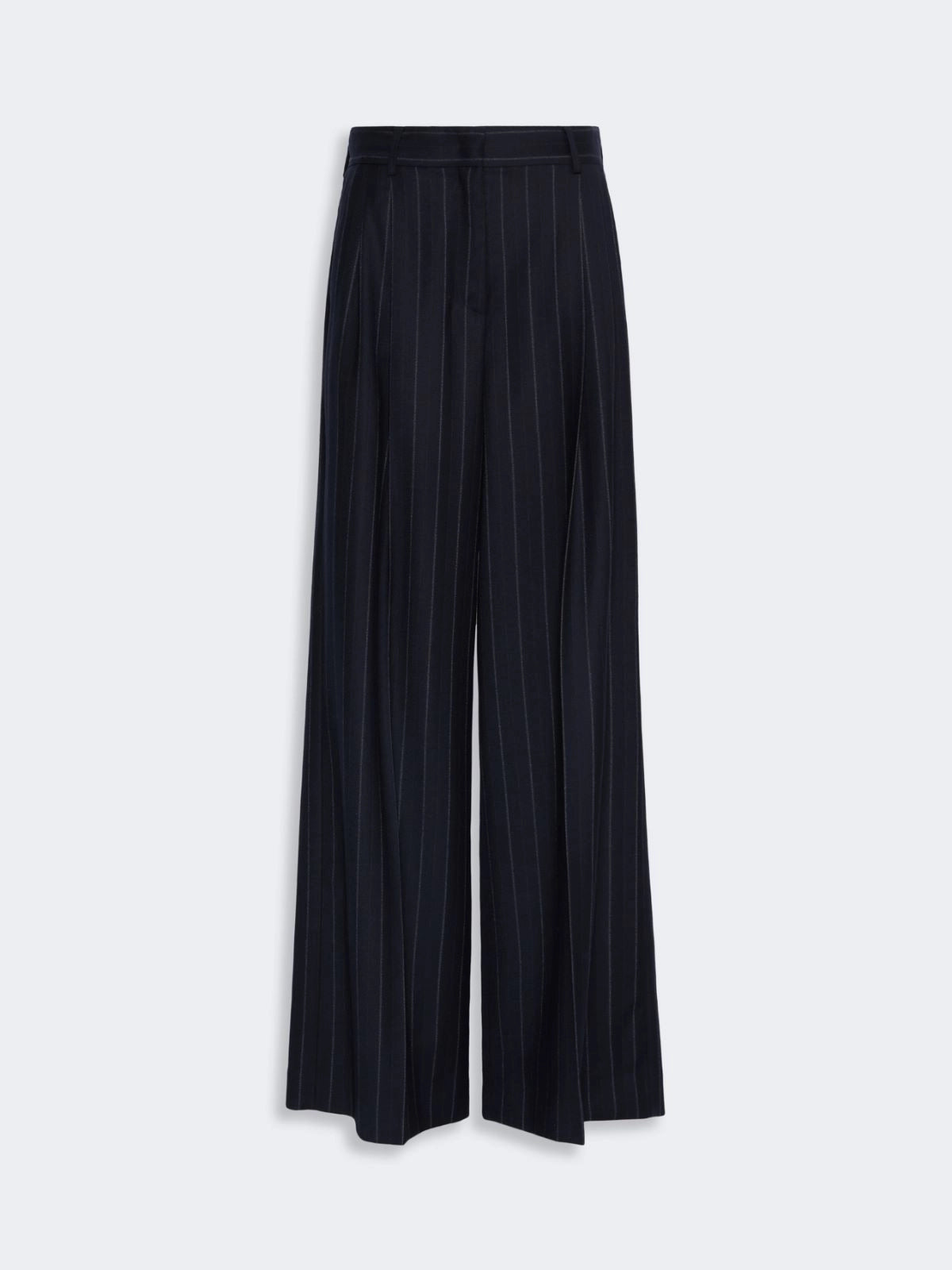 Max Mara Weekend Navy Wool Pinstriped Flannel Trousers