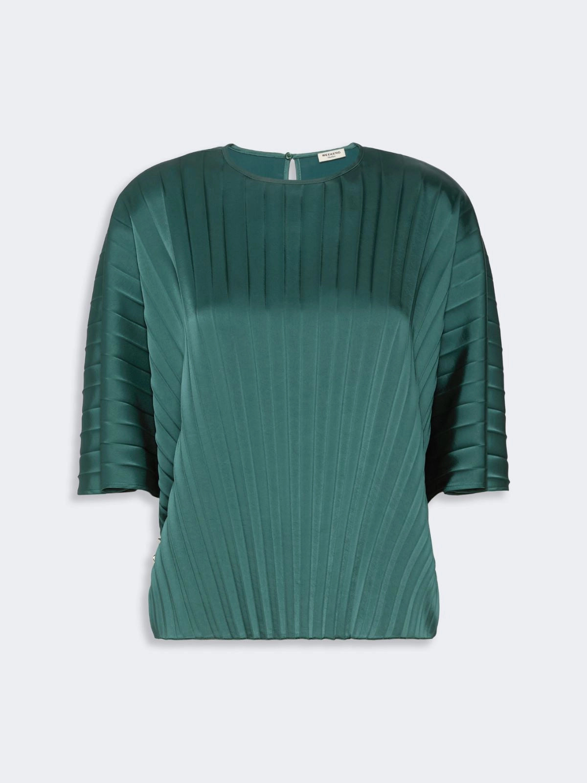 Max Mara Weekend Dark Green Loose Top in Pleated Satin