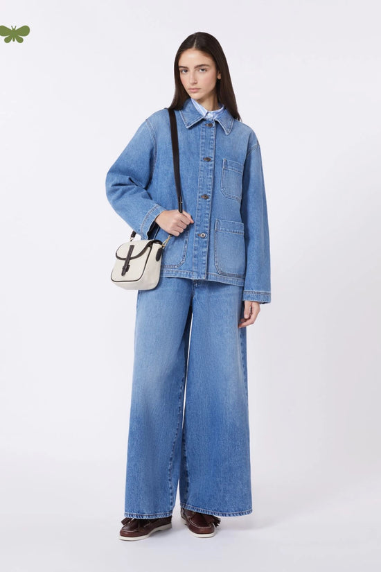 Max Mara Weekend Cotton Denim Wide Leg 5-Pocket Jeans WKDABETE