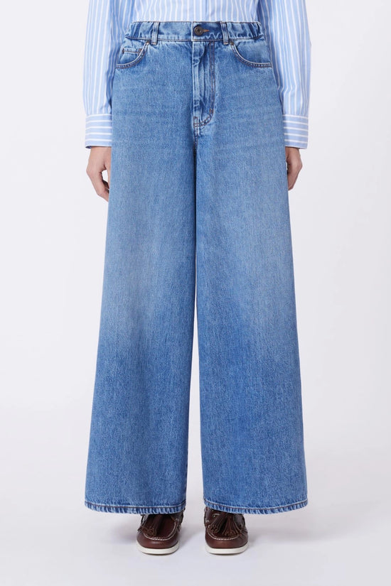 Max Mara Weekend Cotton Denim Wide Leg 5-Pocket Jeans WKDABETE