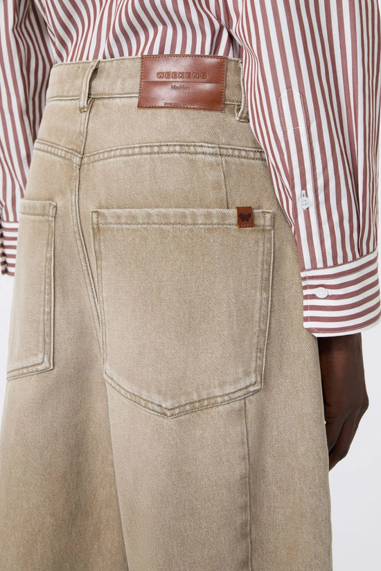 Max Mara Weekend Beige Worn-Look Denim Barrel-Leg Jeans