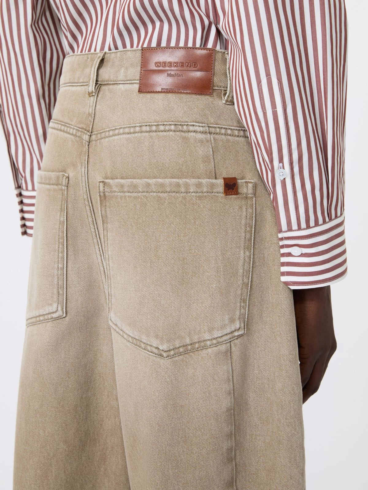 Max Mara Weekend Beige Worn-Look Denim Barrel-Leg Jeans