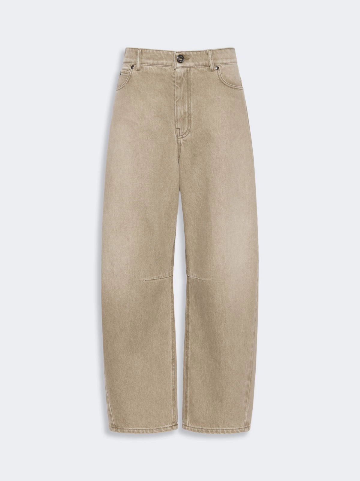 Max Mara Weekend Beige Worn-Look Denim Barrel-Leg Jeans