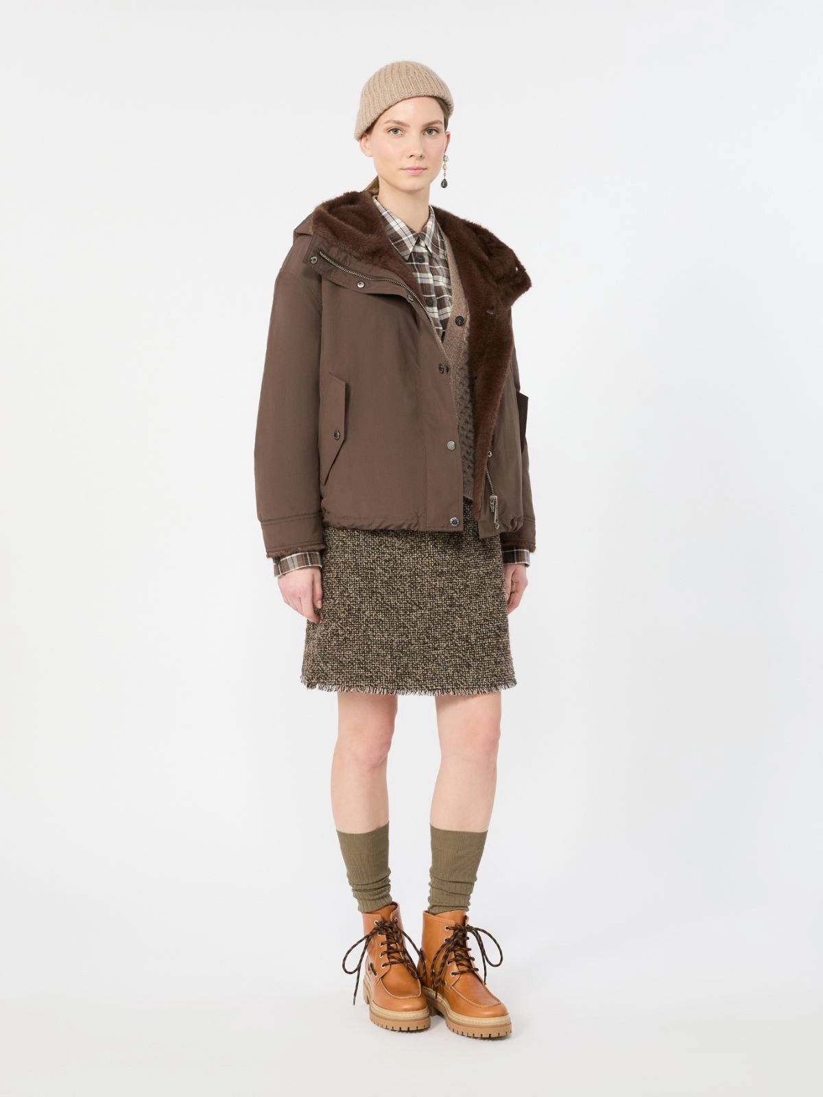 Max Mara Brown Checked Flannel Shirt