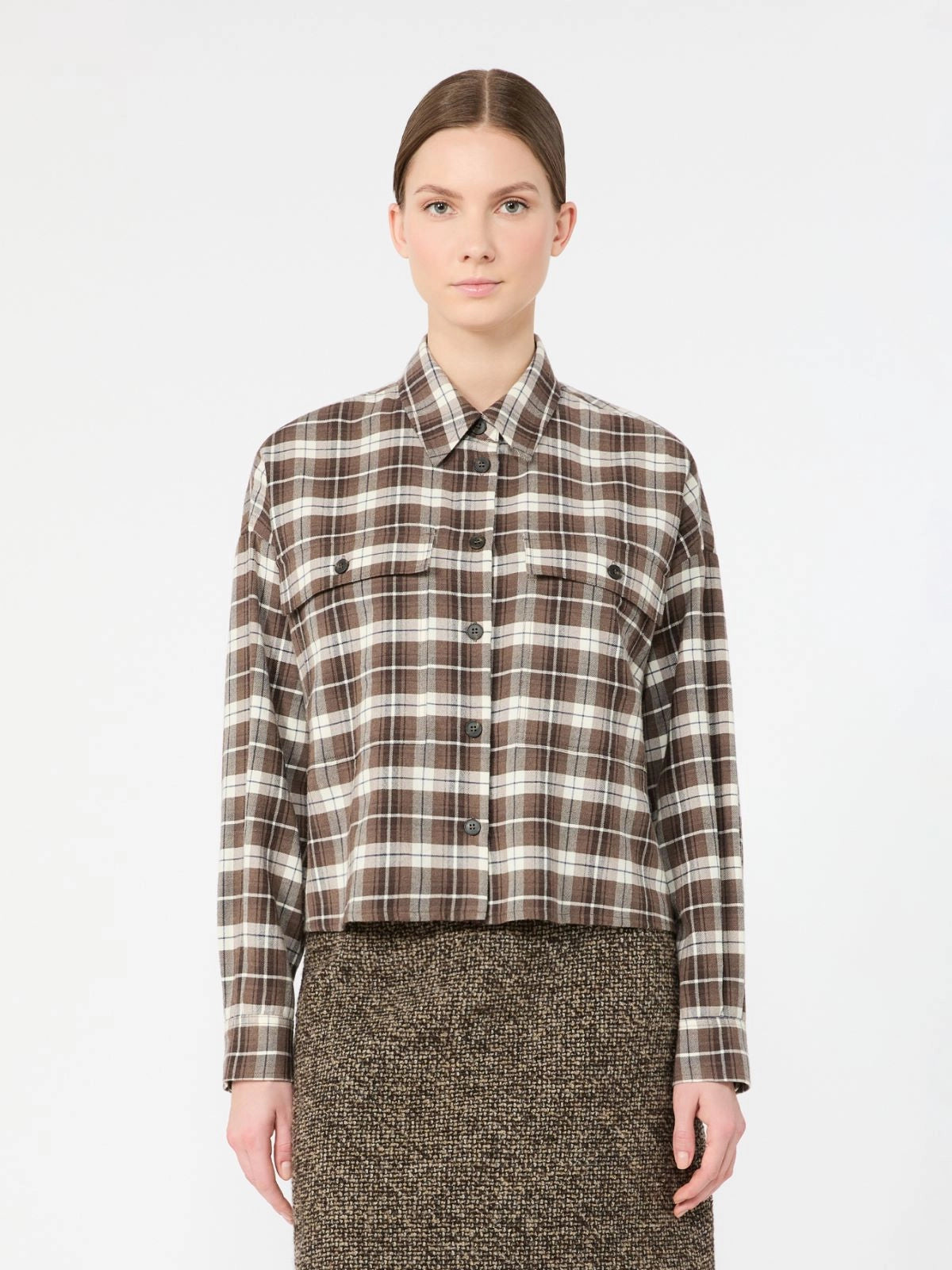 Max Mara Brown Checked Flannel Shirt