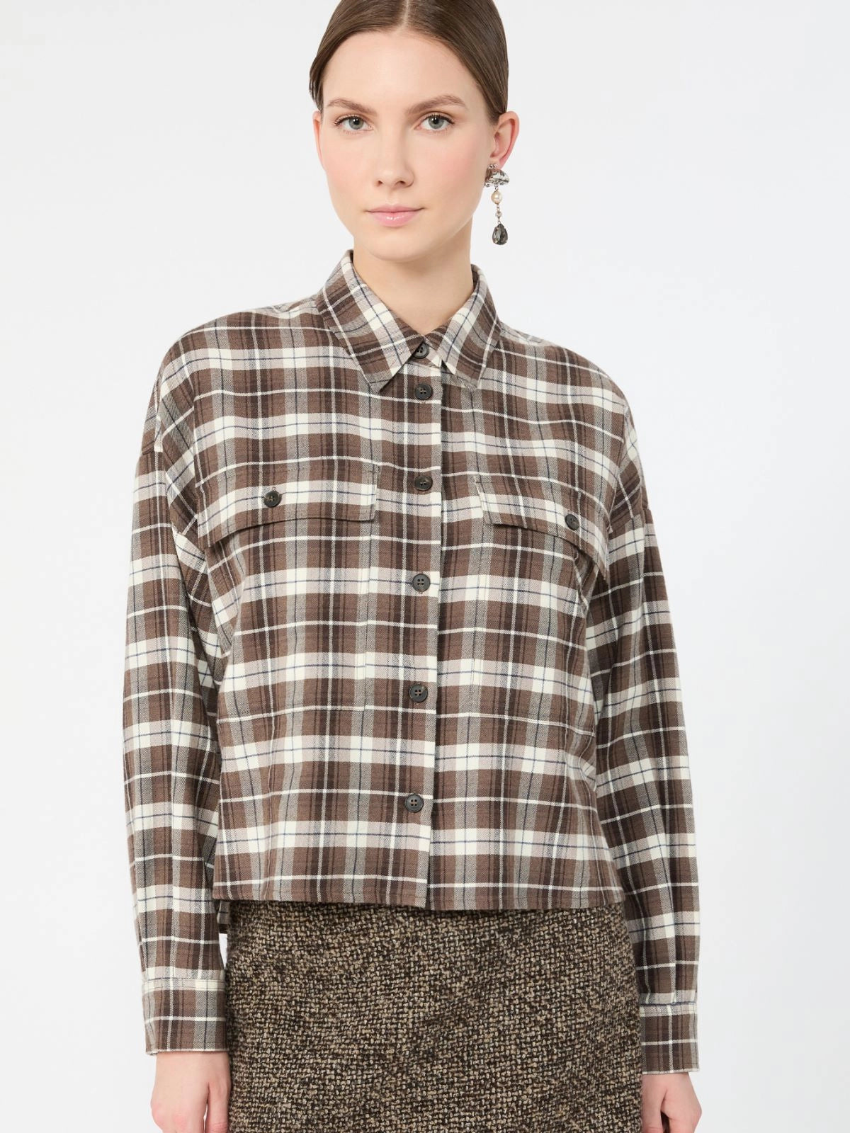 Max Mara Brown Checked Flannel Shirt