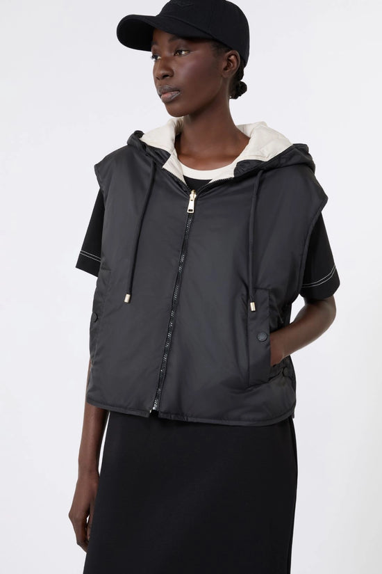 Max Mara Weekend Black Reversible Water-Repellent Canvas Padded Gilet WKDACCENNI