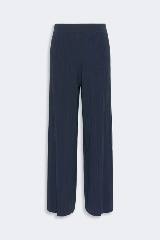 Max Mara Navy Plissé-Pleated Viscose Yarn Trousers
