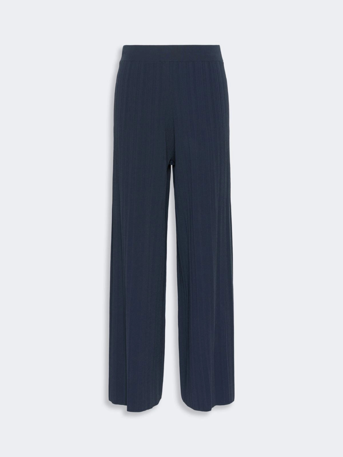 Max Mara Navy Plissé-Pleated Viscose Yarn Trousers