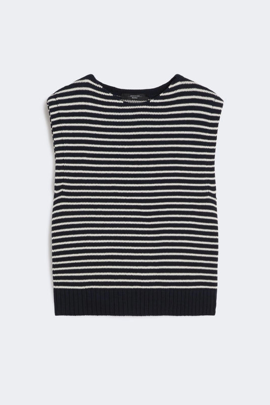 Max Mara Weekend Navy Stripe Sleeveless Cotton Blend Knit Top WKDLANDA