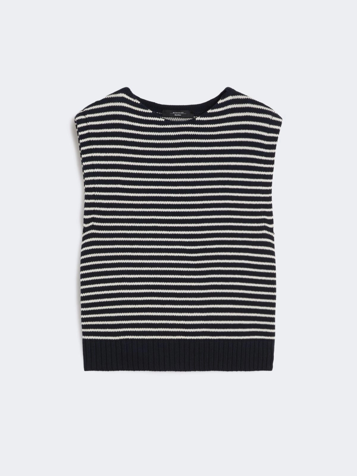 Max Mara Weekend Navy Stripe Sleeveless Cotton Blend Knit Top WKDLANDA