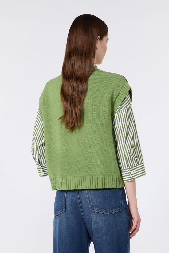 Max Mara Green Inlaid Cotton-Blend Tank Top