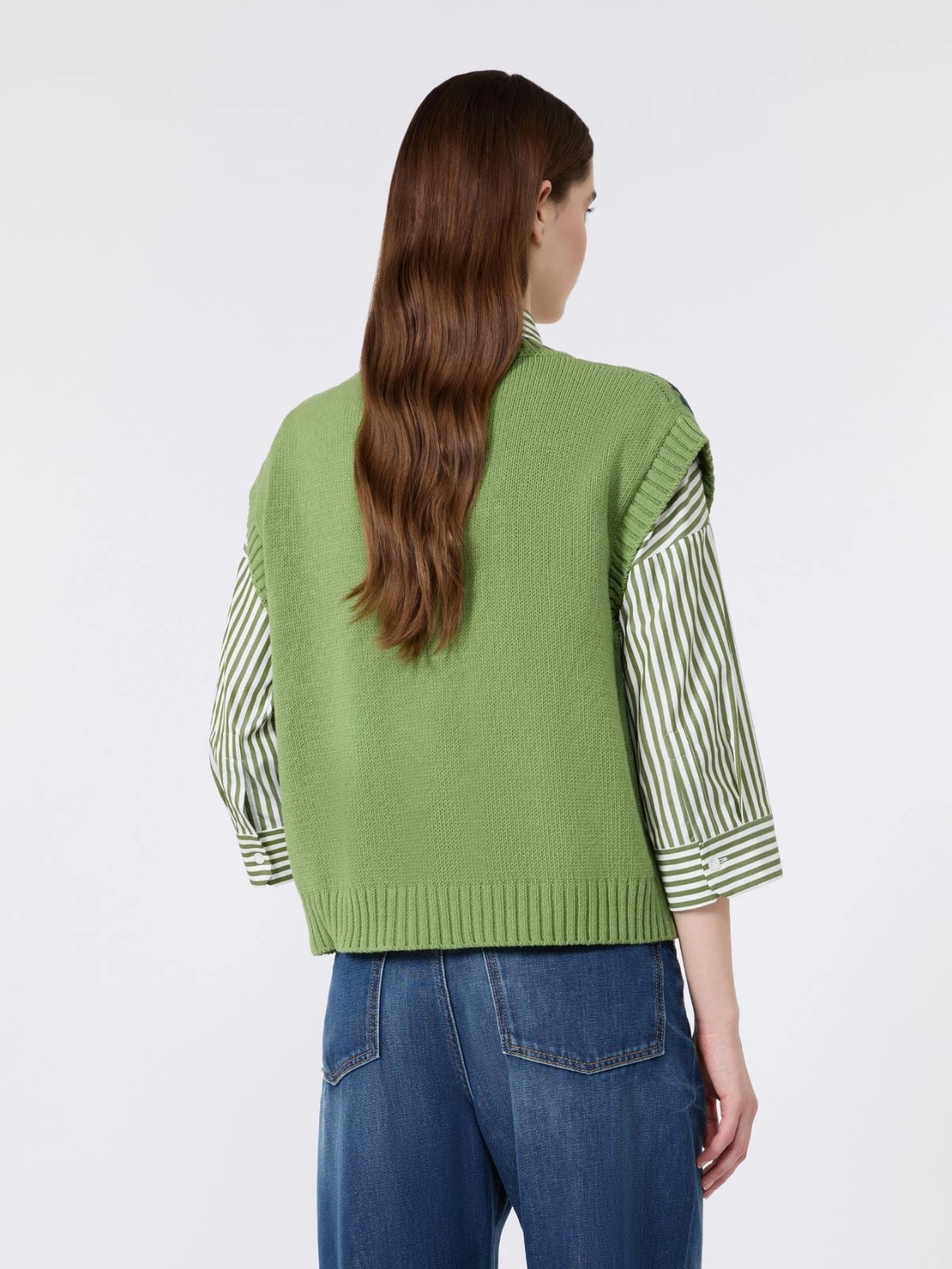 Max Mara Green Inlaid Cotton-Blend Tank Top