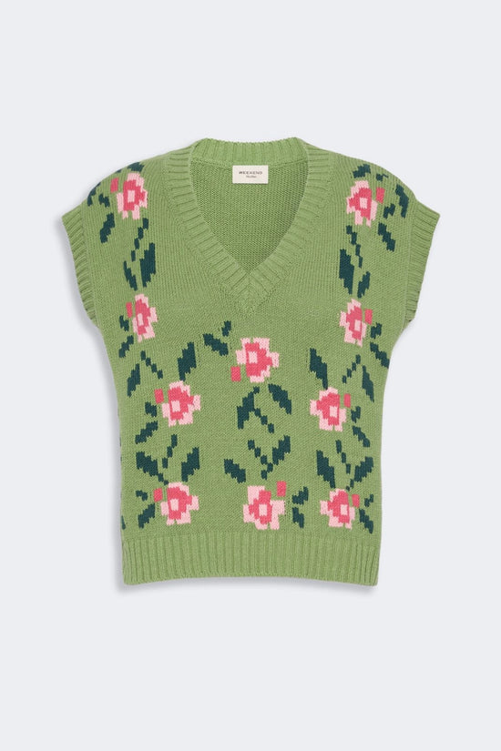 Max Mara Green Inlaid Cotton-Blend Tank Top