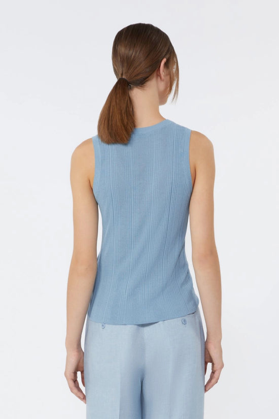 Max Mara Weekend Light Blue Viscose Yarn Sleeveless Jumper