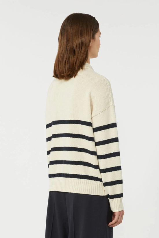 Max Mara Weekend Cream and Navy Cotton Polo Sweater