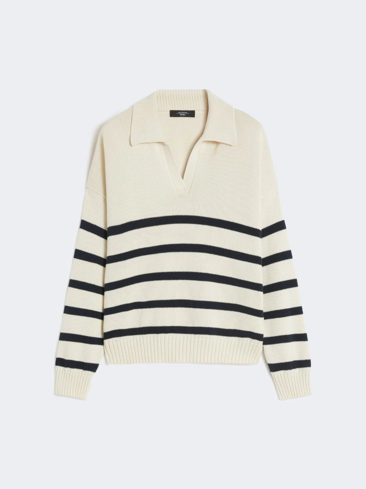 Max Mara Weekend Cream and Navy Cotton Polo Sweater