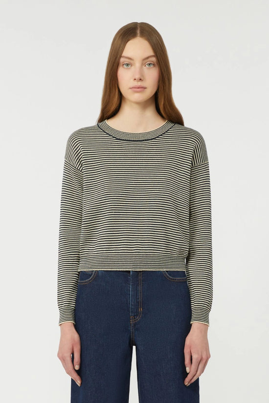 Max Mara Weekend Navy Stripe Cotton Crew Neck Sweater WKDGIOVANE