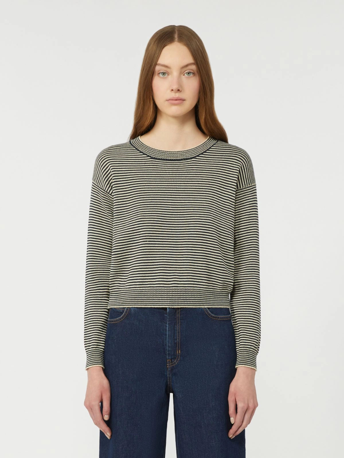 Max Mara Weekend Navy Stripe Cotton Crew Neck Sweater WKDGIOVANE