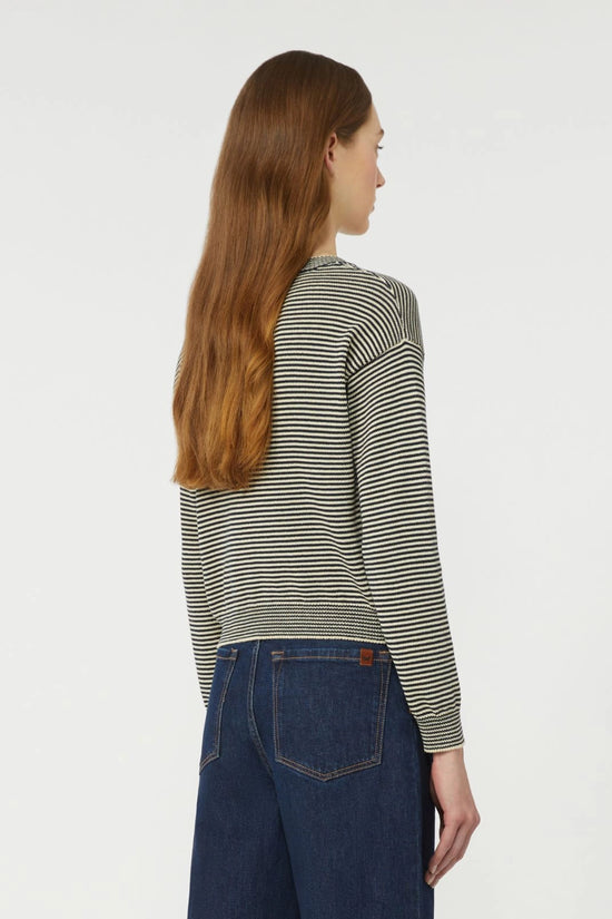 Max Mara Weekend Navy Stripe Cotton Crew Neck Sweater WKDGIOVANE