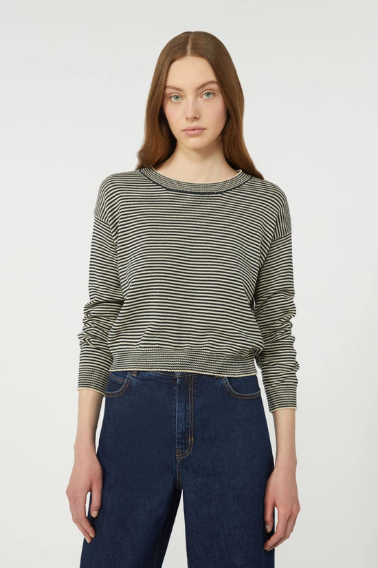 Max Mara Weekend Navy Stripe Cotton Crew Neck Sweater WKDGIOVANE