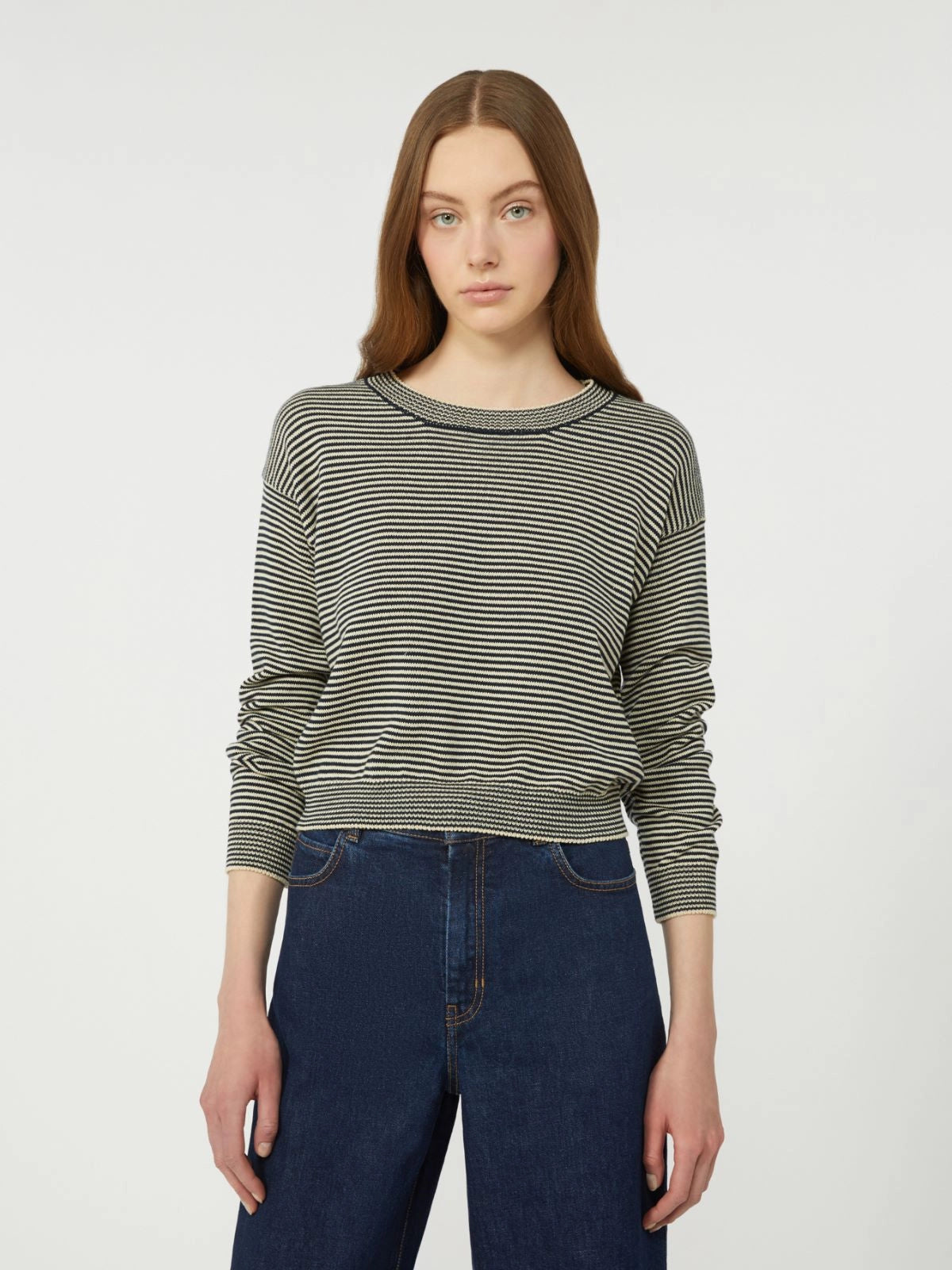 Max Mara Weekend Navy Stripe Cotton Crew Neck Sweater WKDGIOVANE