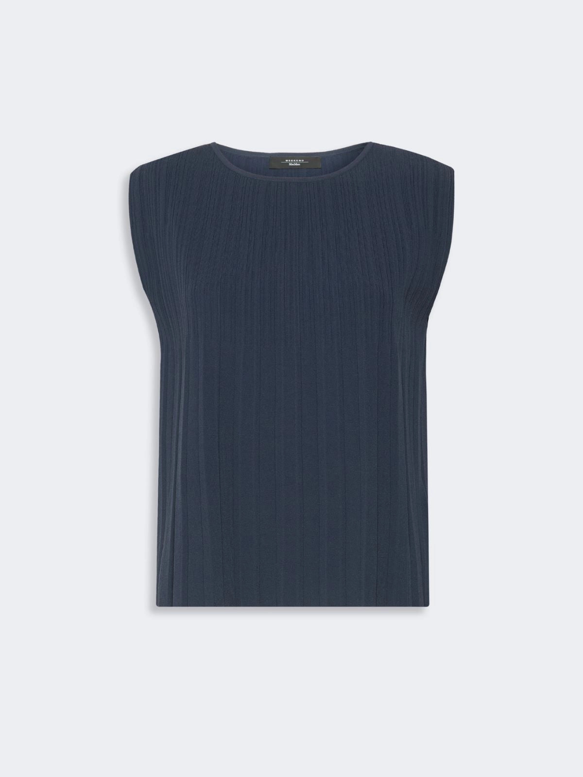 Max Mara Weekend Navy Plissé-Pleated Viscose Yarn Sweater