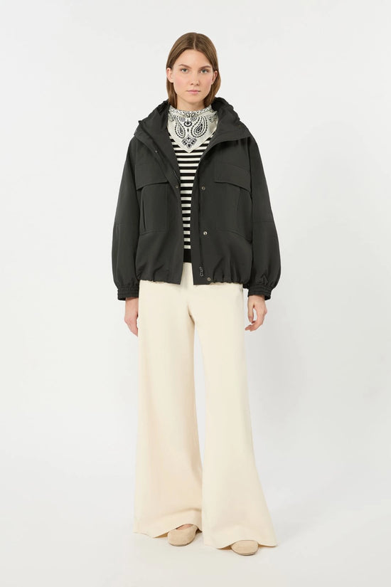 Max Mara Weekend Black Stripe Stockinette-Stitched Viscose Yarn Sweater