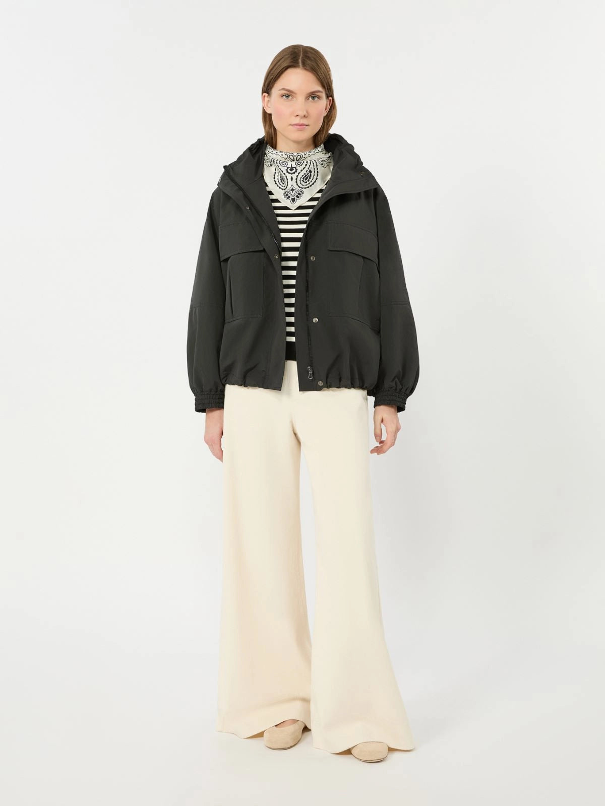 Max Mara Weekend Black Stripe Stockinette-Stitched Viscose Yarn Sweater