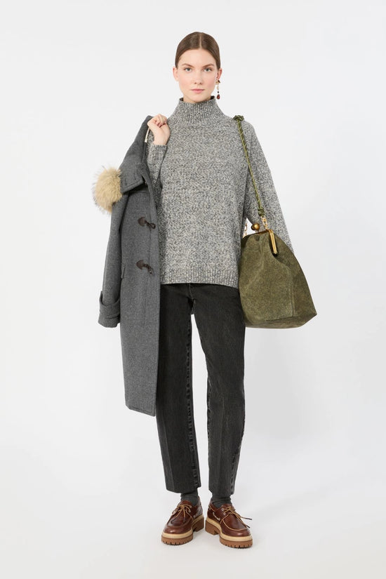 Max Mara Weekend Grey Wool Knit Turtleneck Sweater