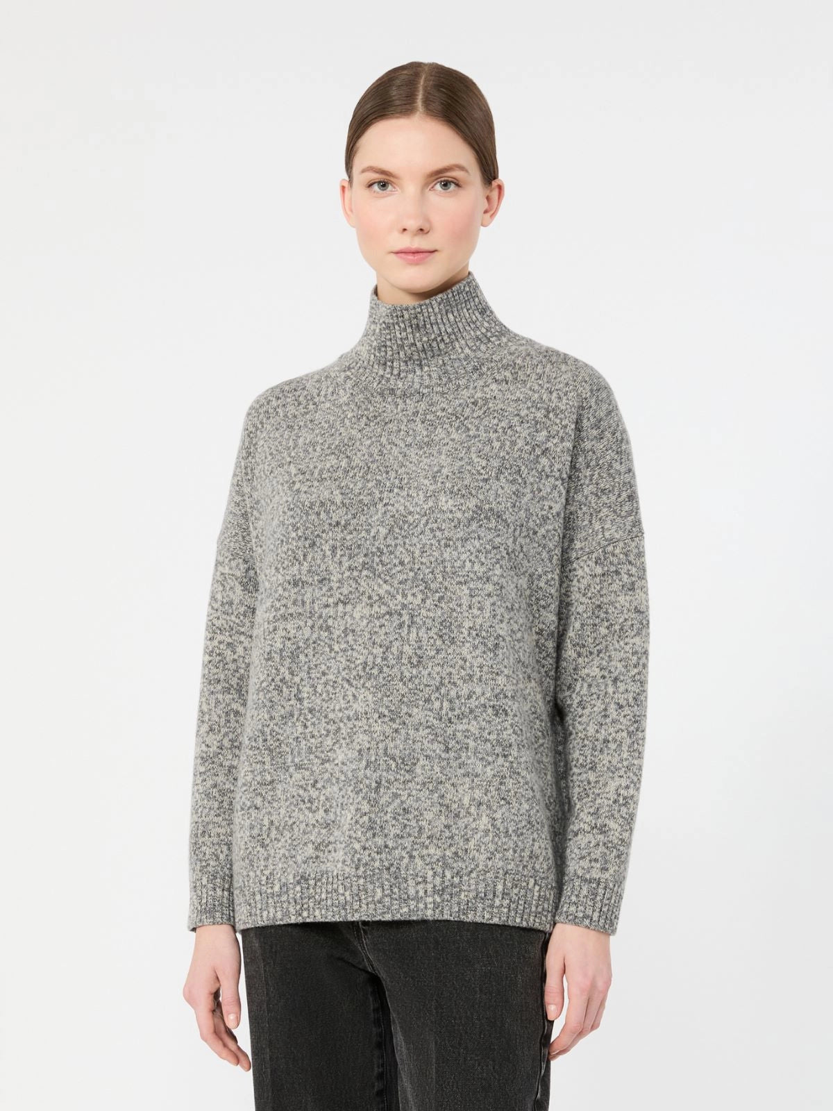 Max Mara Weekend Grey Wool Knit Turtleneck Sweater