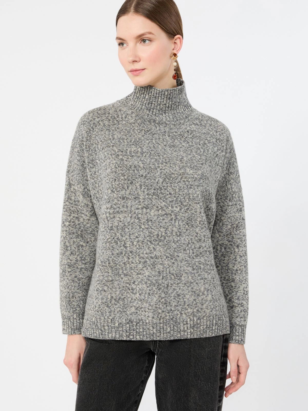 Max Mara Weekend Grey Wool Knit Turtleneck Sweater