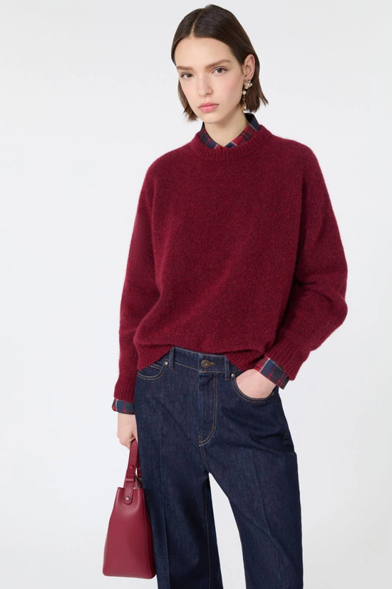 Max Mara Weekend Bordeaux Alpaca and Wool Blend Sweater